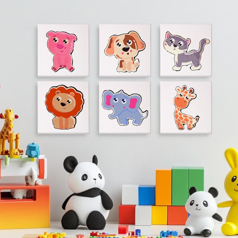Cute Animal Friends - 6 Mini Paintings