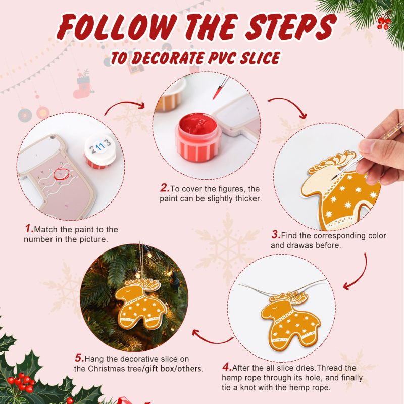 Golden Christmas Charm Ornaments Paint by Numbers