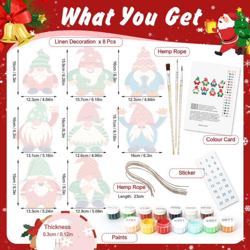 Festive Christmas Gnomes Ornaments Paint by Numbers