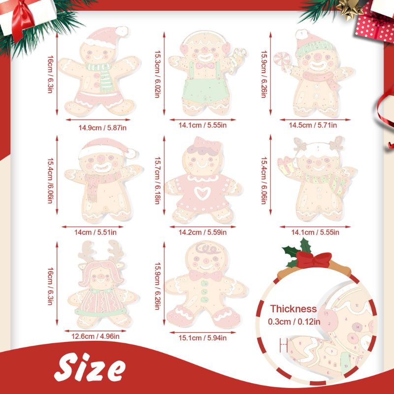 Festive Gingerbread Friends Ornaments Paint by Numbers
