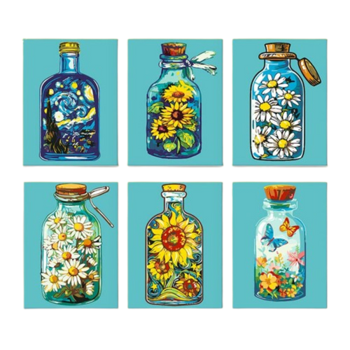 Art in Bottles - 6 Mini Paintings