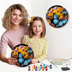 Blue Butterfly Floral Paint by Numbers Clock Kit