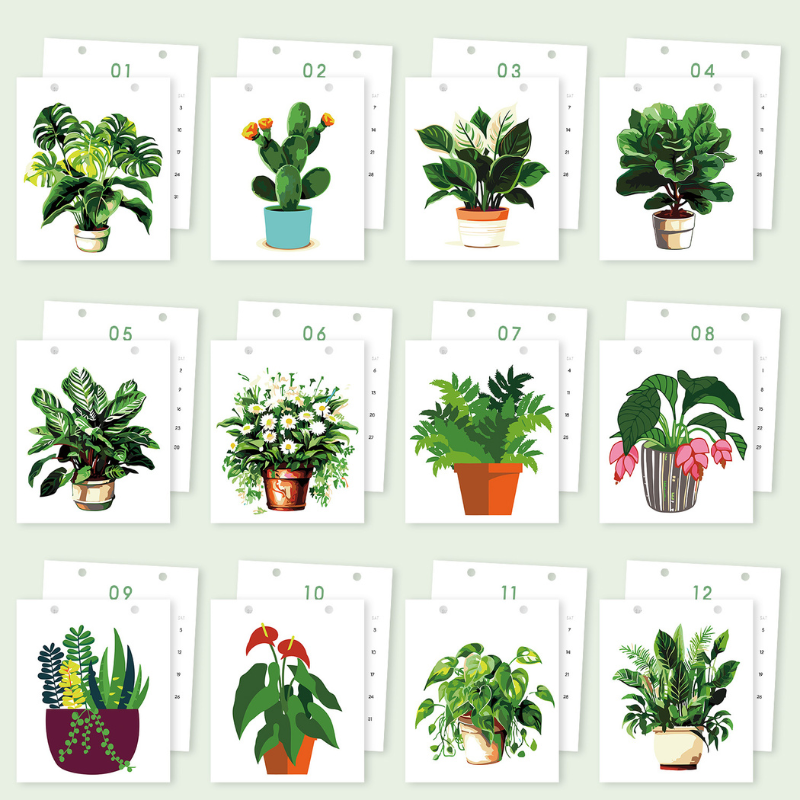 Botanical Leaves Paint by Numbers Desk Calendar
