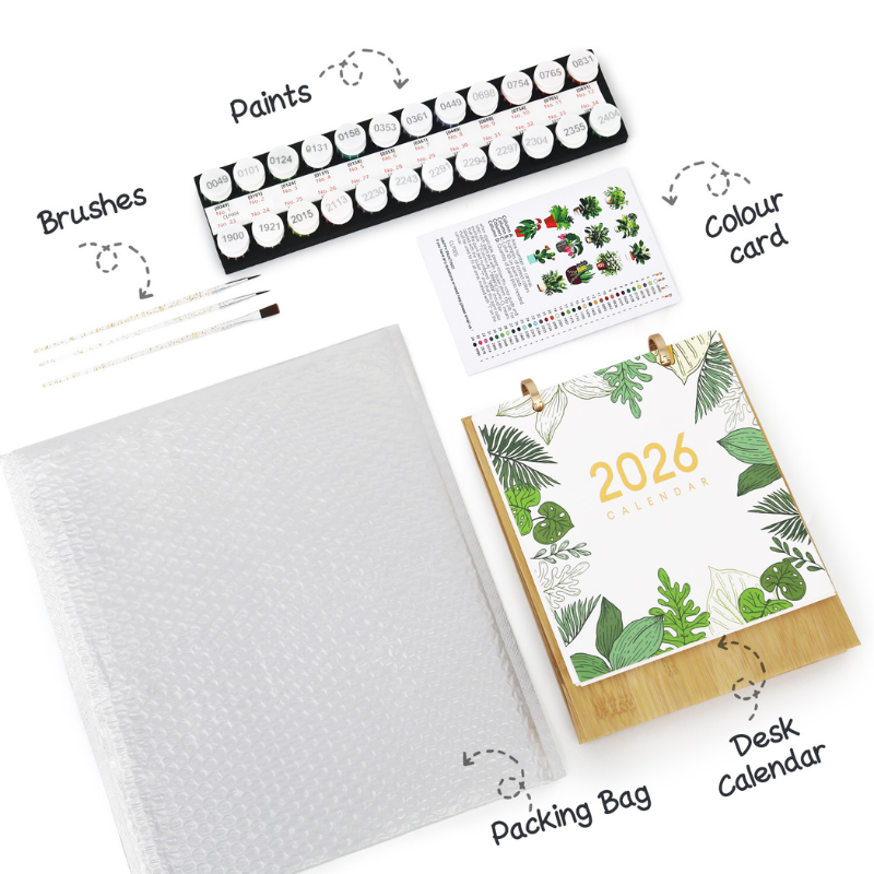 Botanical Leaves Paint by Numbers Desk Calendar