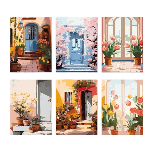 Charming Doorways - 6 Mini Paintings