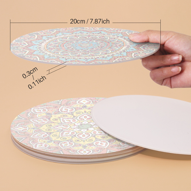 Colorful Mandala Art 6-Pieces Paint by Numbers Placemat