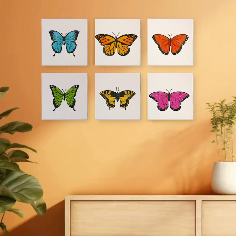Colourful Butterflies - 6 Mini Paintings
