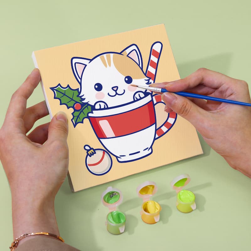 CozyChristmas Cats -6 Mini Paintings