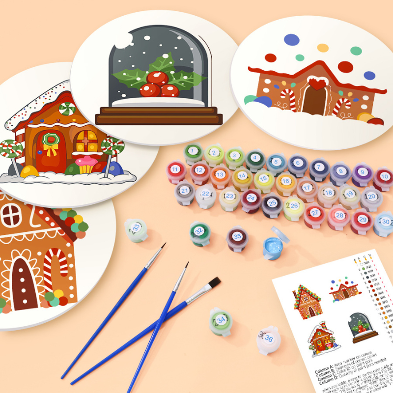 Cozy Gingerbread Christmas 4-Pieces Paint by Numbers Placemat