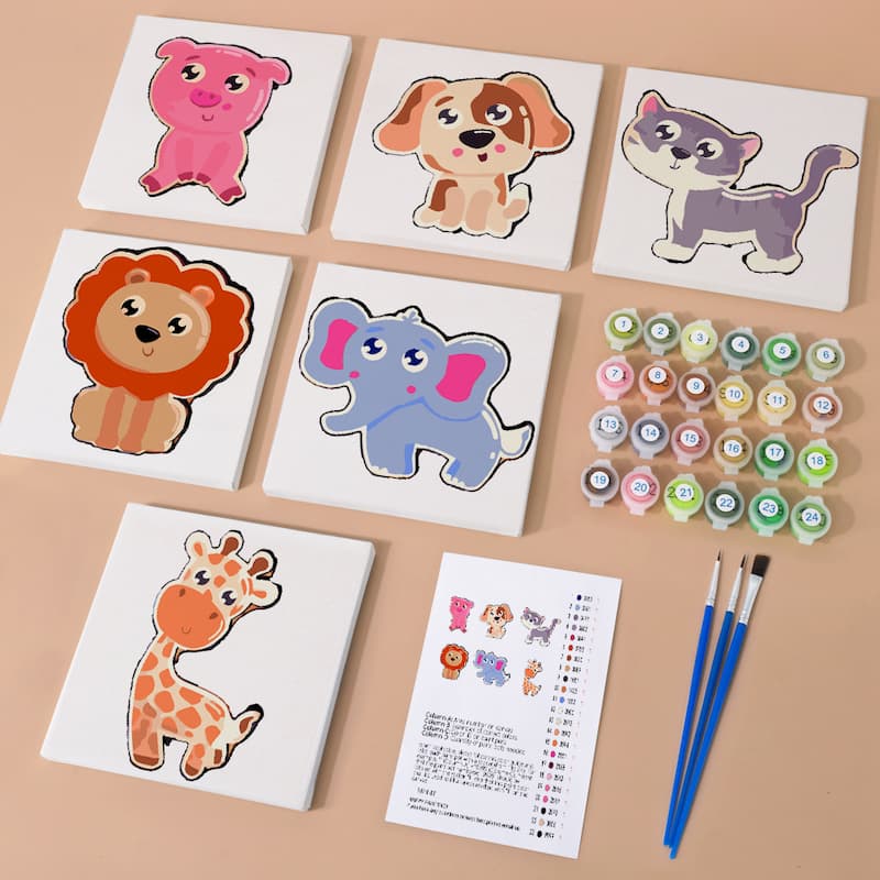 Cute Animal Friends - 6 Mini Paintings