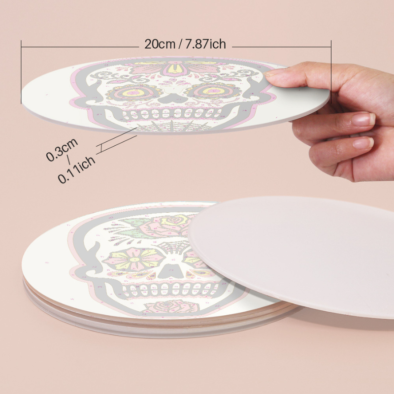 Floral Skull Designs 6-Pieces Paint by Numbers Placemat
