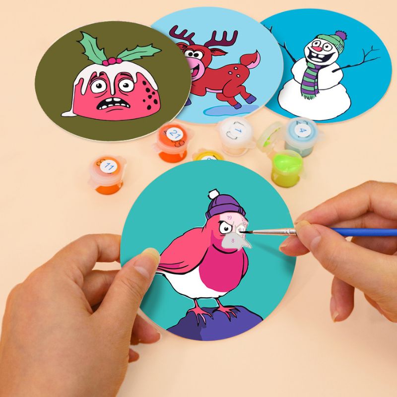 Funny Christmas Characters Paint by Numbers Coasters