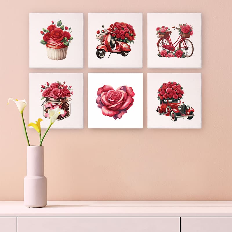Romantic Roses - 6 Mini Paintings