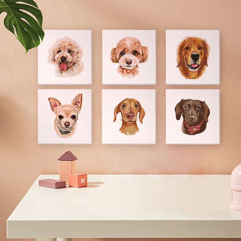 Lovely Dogs - 6 Mini Paintings