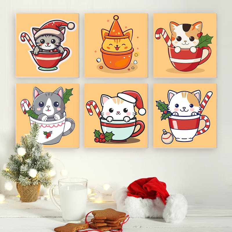 Cozy Christmas Cats - 6 Mini Paintings