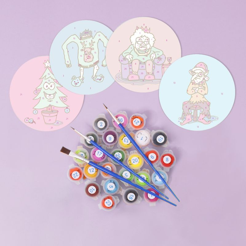 Quirky Christmas Characters Paint by Numbers Coasters