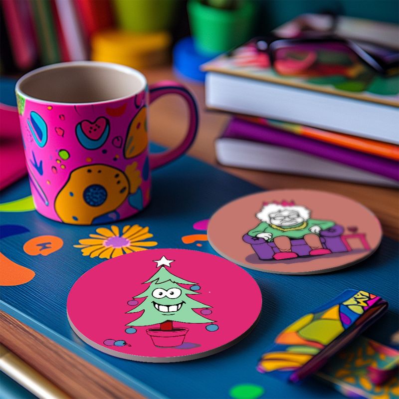 Quirky Christmas Characters Paint by Numbers Coasters