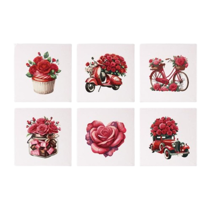Romantic Roses - 6 Mini Paintings