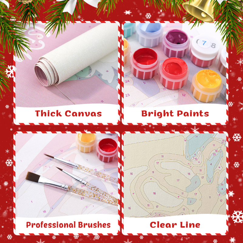 Santa & Reindeer Christmas Hanging Scroll Paint by Numbers Kit