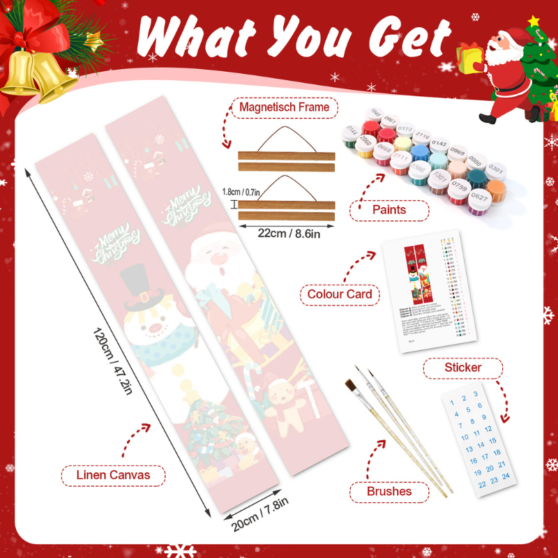 Santa & Snowman Hanging Scroll Paint by Numbers Kit