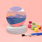 Scenic Mountain Landscapes Paint by Numbers Coasters