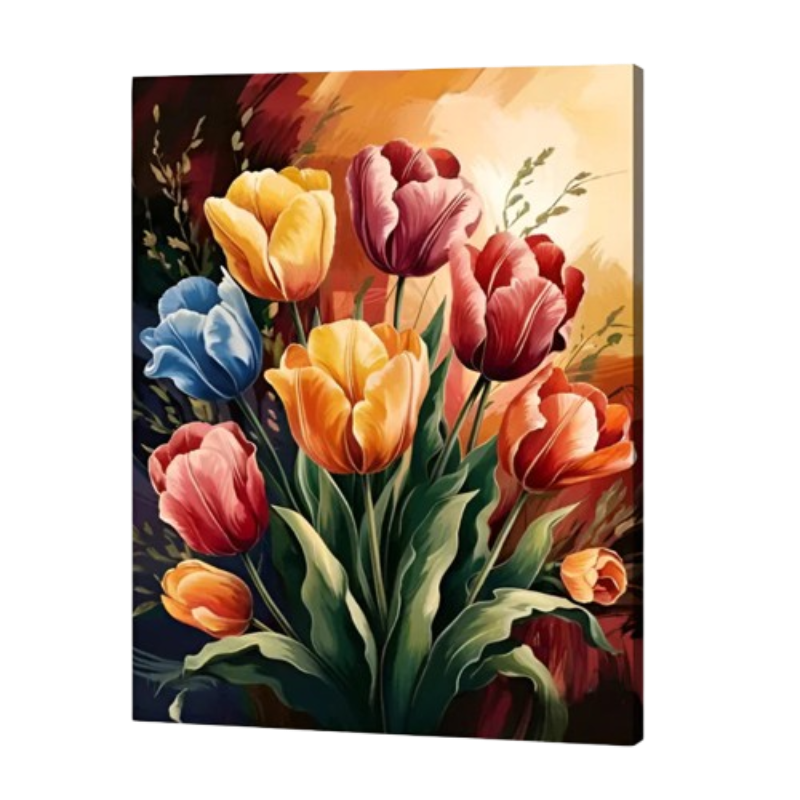 Sunset Tulip Garden Paint by Numbers
